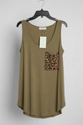 Leopard pocket green sleeveless