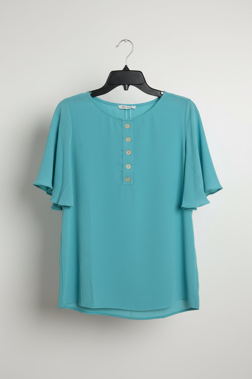Blue button top